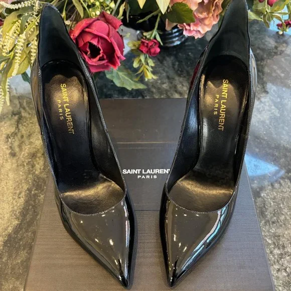YSL Black Patent Thorn 5"+ High Heels, Euro 39 - Picture 6 of 11